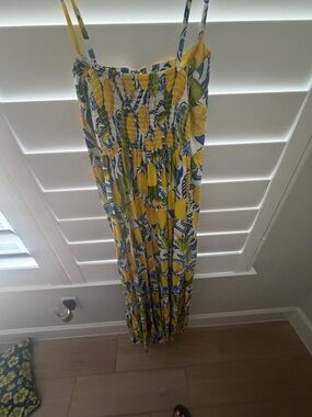 Kenny Flowers Yellow & Blue Lemon-Print Maxi Skirt